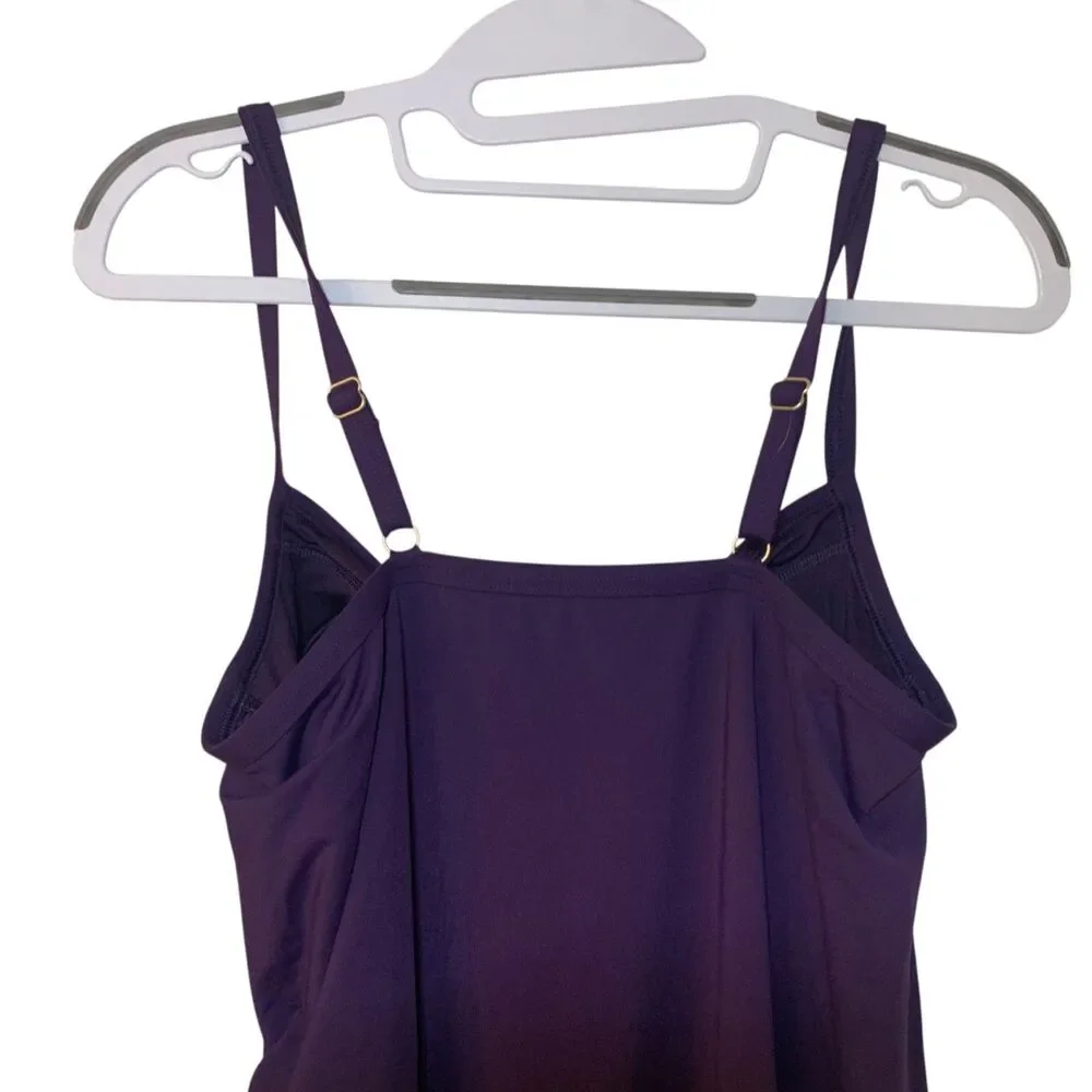 Lands End Purple Sweetheart Swim Dress One Piece Adjustable Straps 12L Beach